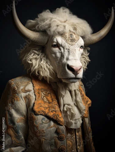 bull in clothes. cow in a jacket. portrait of a brutal animal. © Svetlana