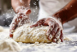 Person kneading dough on the table generative 