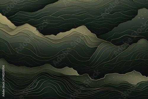 Mountain line art background, luxury Khaki wallpaper design for cover, invitation background © Lenhard