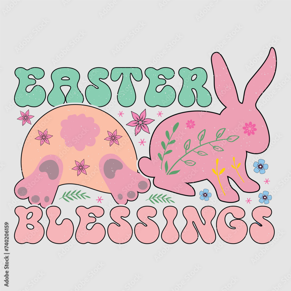 Fototapeta premium Easter Blessings Retro Easter Sublimation Vector Graphic Easter Sunday Design
