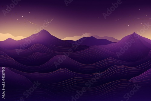 Mountain line art background, luxury Purple wallpaper design for cover, invitation background