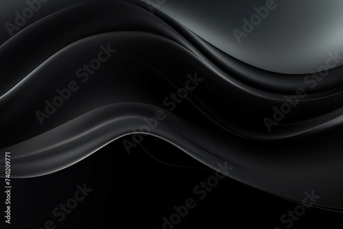 Moving designed horizontal banner with Black. Dynamic curved lines with fluid flowing waves and curves © Lenhard