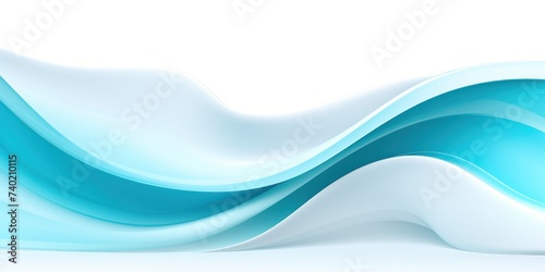 Moving designed horizontal banner with Cyan. Dynamic curved lines with fluid flowing waves and curves