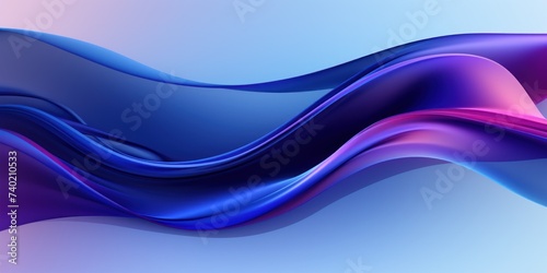 Moving designed horizontal banner with Indigo. Dynamic curved lines with fluid flowing waves and curves