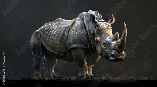 Wallpaper rhinocero on the black background