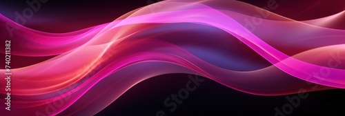 Moving designed horizontal banner with Magenta. Dynamic curved lines with fluid flowing waves and curves