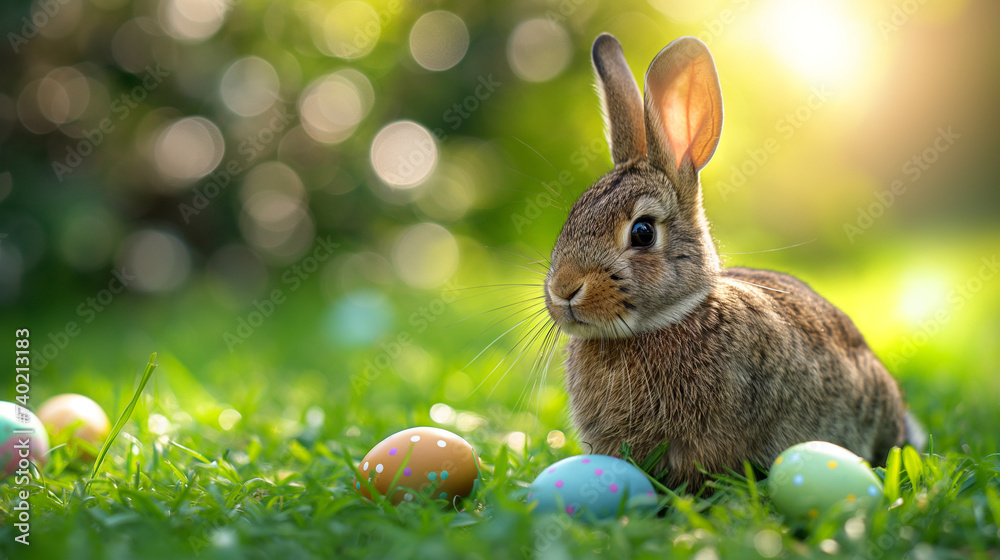 easter bunny and easter eggs, Generative AI easter bunny and easter eggs, Generative AI