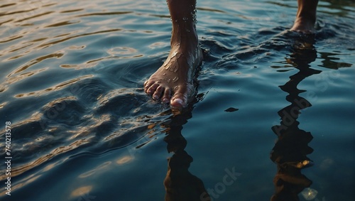 pair of feet in lake