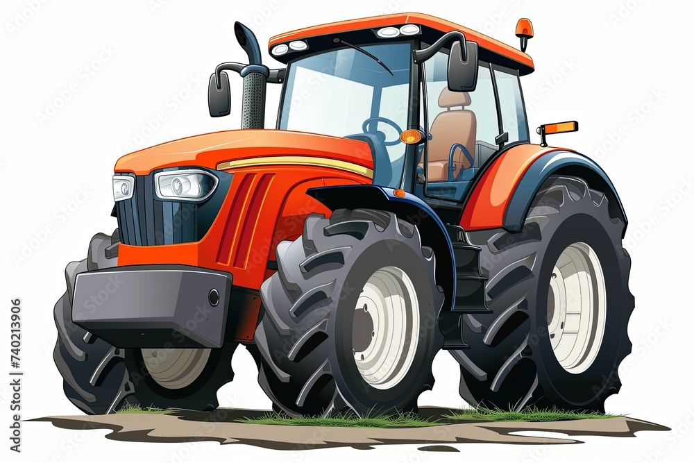 An illustration of a tractor on white background. An illustration of a tractor on white background.