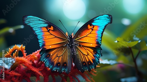 vector illustration Colorful butterfly with wide wings geometric technological structure
