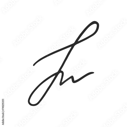 Abstract universal fake signature for documents and contracts isolated on white background