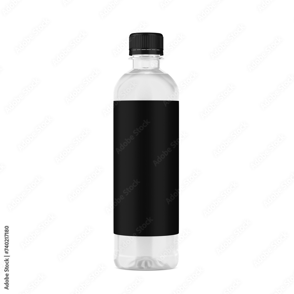 An image of a Black PET Water Bottle isolated on a white background An image of a Black PET Water Bottle isolated on a white background