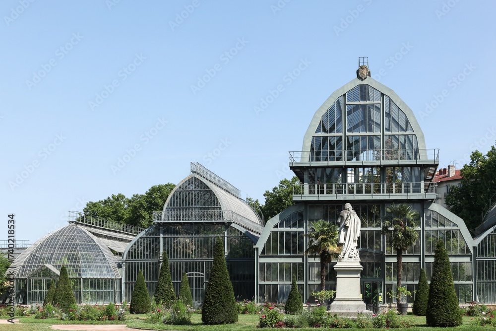 Greenhouse in park of la tête d'or in Lyon, France Greenhouse in park of la tête d'or in Lyon, France