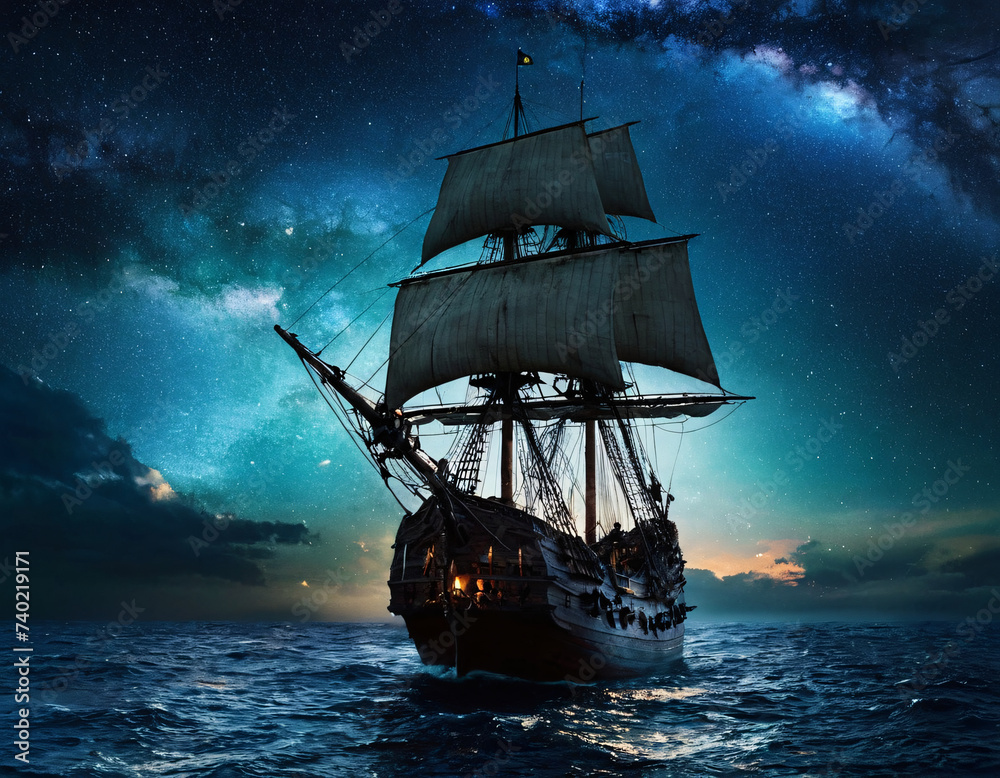 Fototapeta premium pirate ship in the sea