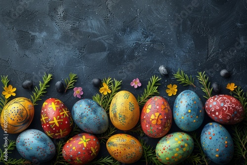 Happy Easter Eggs easter egg coloring. Bunny hopping in flower silk wallpaper decoration. Adorable hare 3d easter bells rabbit illustration. Holy week Easter dinner card springtime