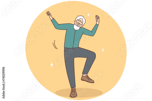Smiling older man dancing
