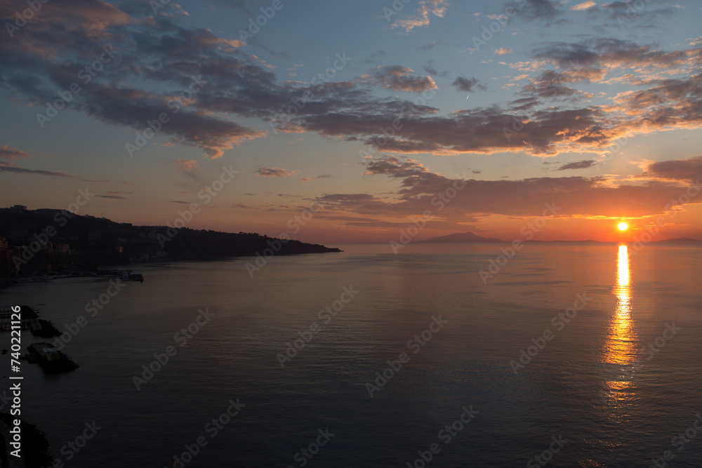 Naklejka premium Italy Amalfi coast at the end of a sunny autumn day