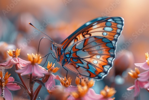 A vibrant orange brushfooted butterfly delicately perches on a colorful flower, showcasing the beauty and importance of pollinators in the natural world