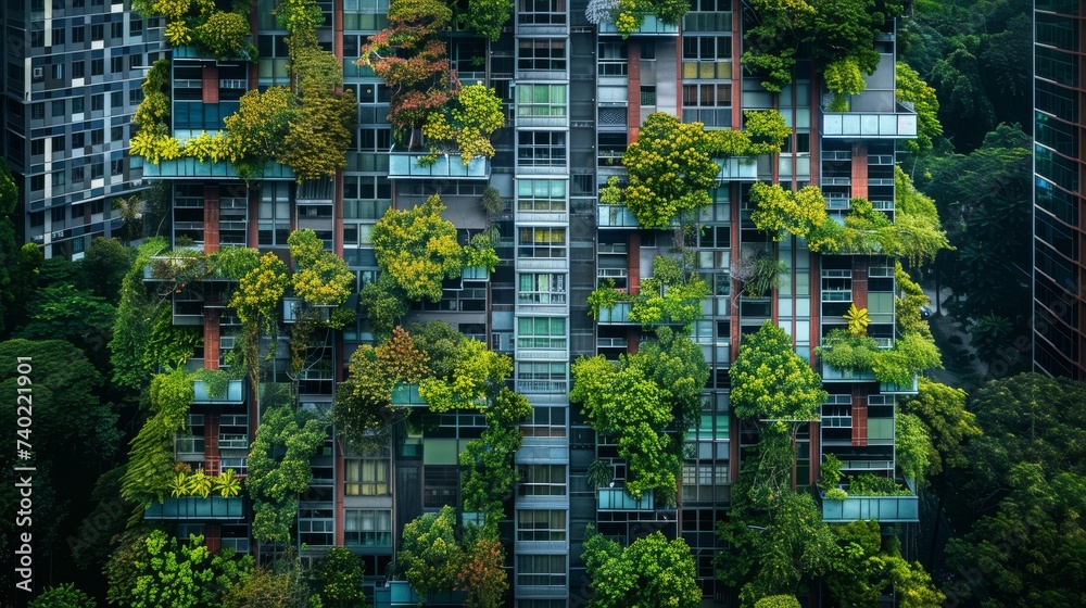 vertical forests in the city, award winning photography, 16:9