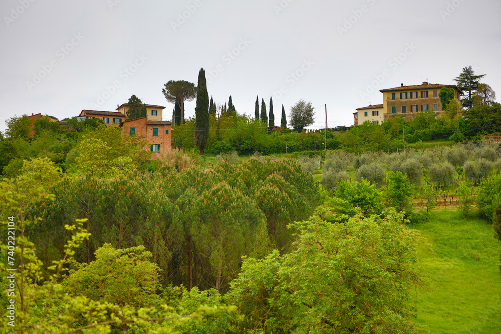 Italy landscape on a cloudy autumn day