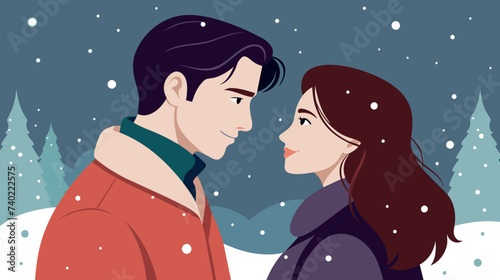 Man and Woman Standing in the Snow