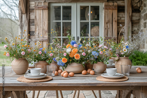 A Table Graced with Nature's Beauty, Ready for an Easter Family Gathering, Spring's Bounty