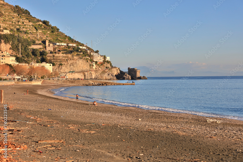 Italy Amalfi Maiori city view on a sunny autumn day