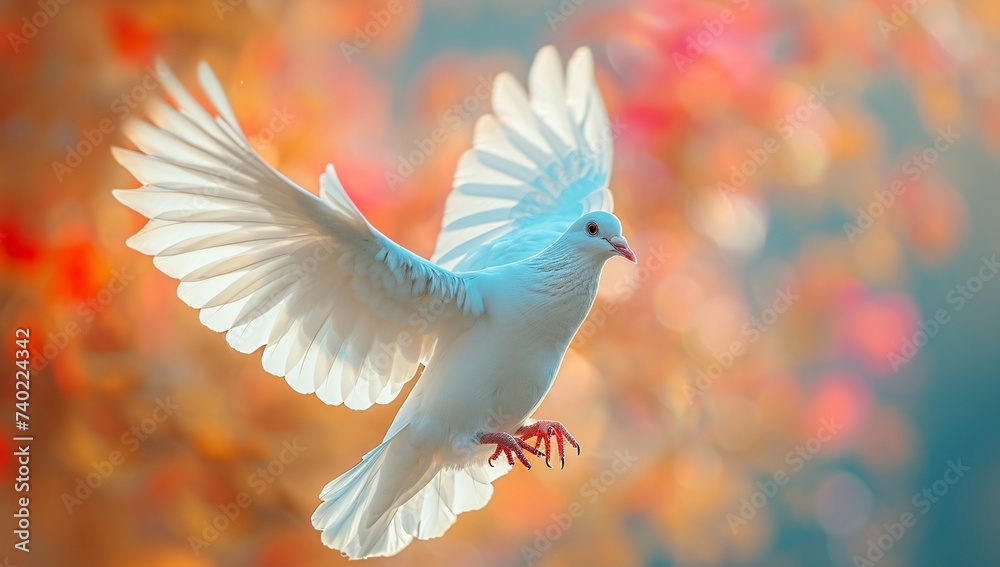 A majestic white bird soars through the sky, its feathers glistening in the sunlight as it gracefully navigates the open air with its powerful wings and sharp beak, a symbol of freedom and wild beaut A majestic white bird soars through the sky, its feathers glistening in the sunlight as it gracefully navigates the open air with its powerful wings and sharp beak, a symbol of freedom and wild beaut