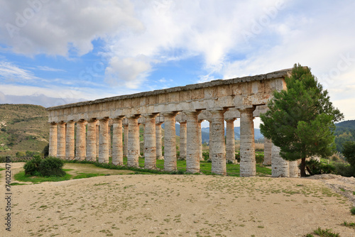 Italy Sicily Segesta city ruins on a cloudy autumn day