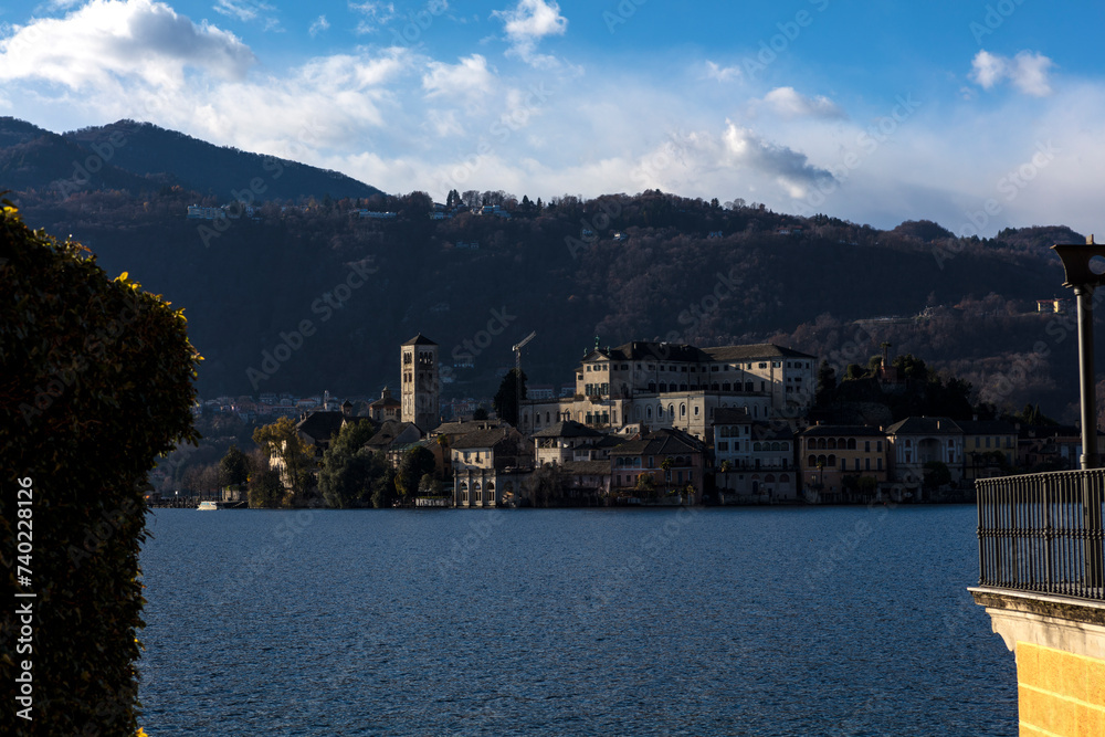 Italy Orte San Giulio view on a winter sunny day