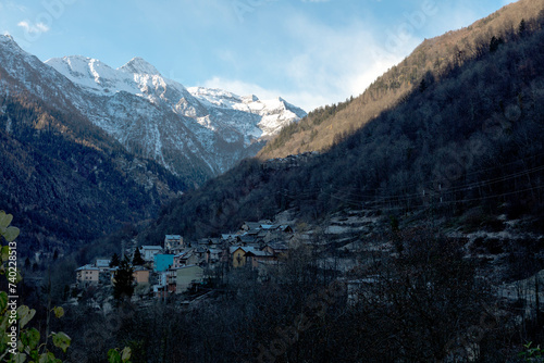 Italy Viganella view on a winter sunny day