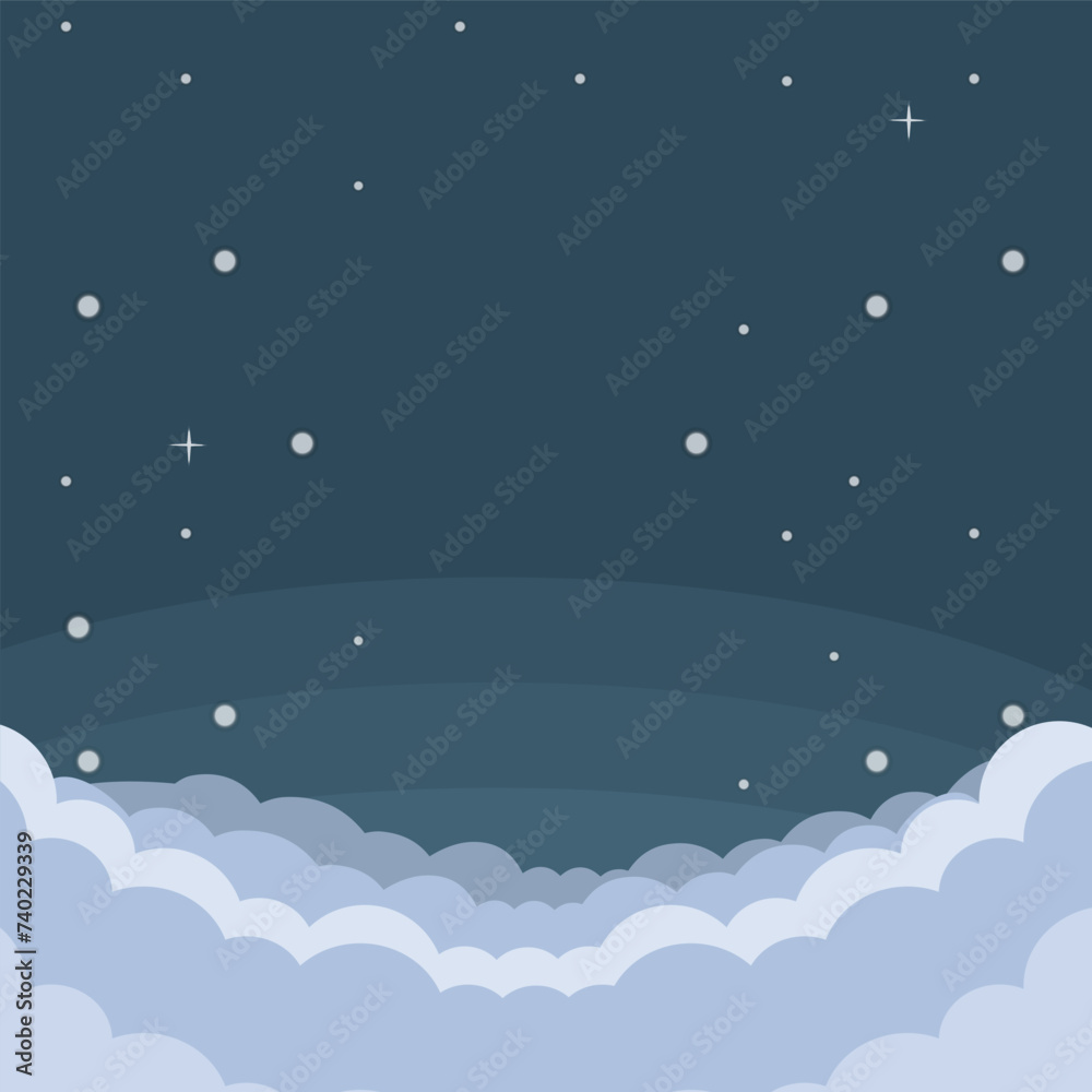 PrintSky background full of clouds, Illustrator drawing