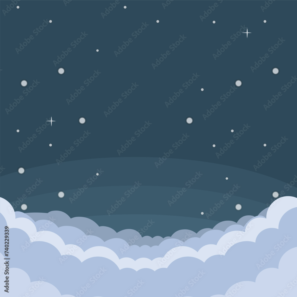 Fototapeta premium PrintSky background full of clouds, Illustrator drawing