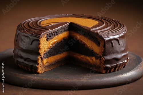 Decadent Chocolate Cake with Caramel Filling