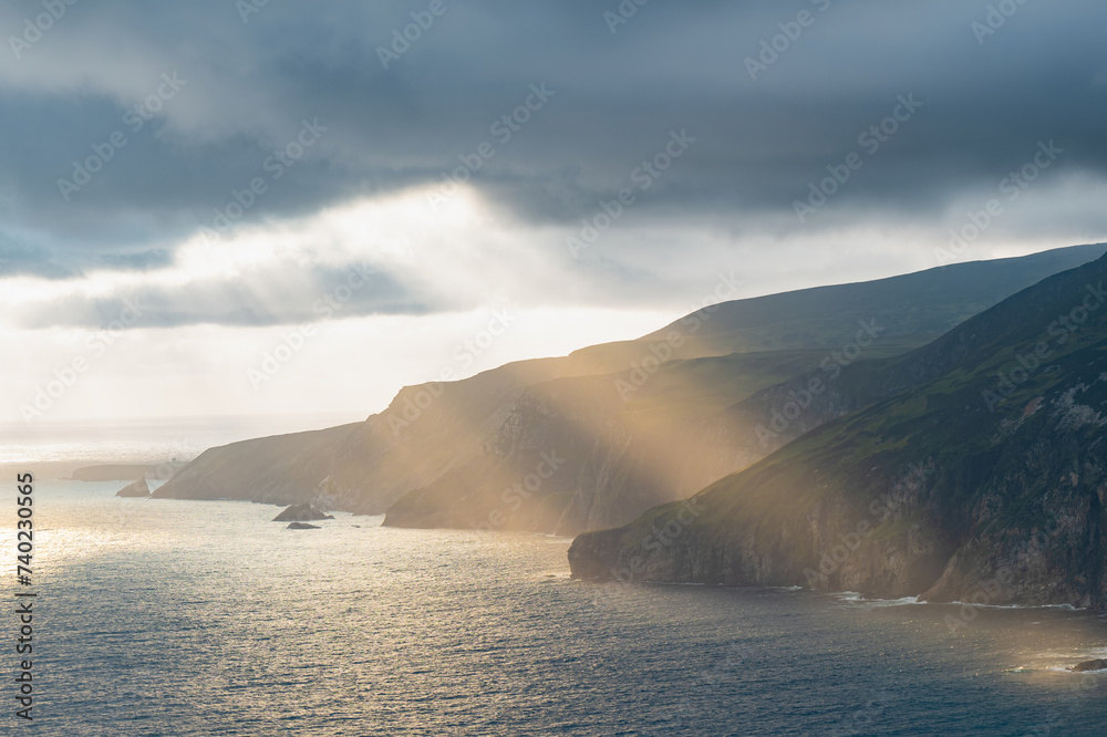Slieve League, Irelands highest sea cliffs, located in south west Donegal along this magnificent costal driving route. One of the most popular stops at Wild Atlantic Way route, Co Donegal.