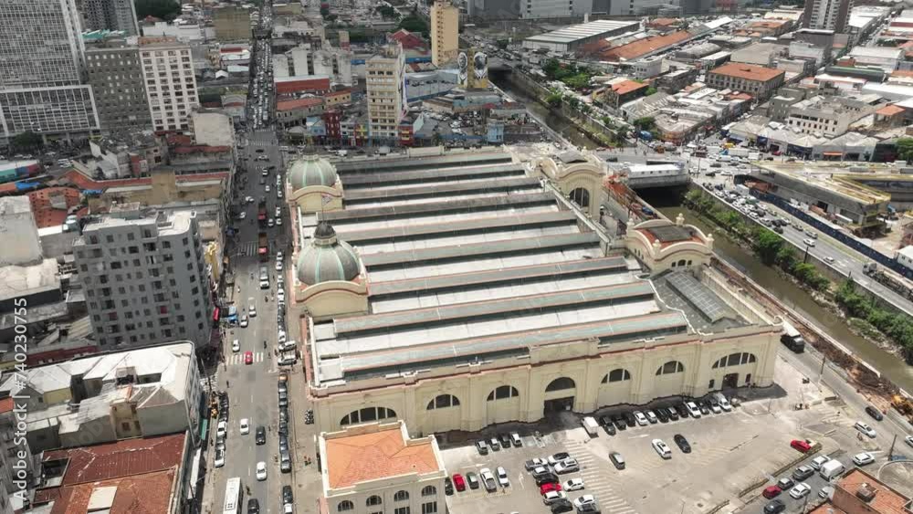 Public market with hard traffic in a big city Timelapse 4K