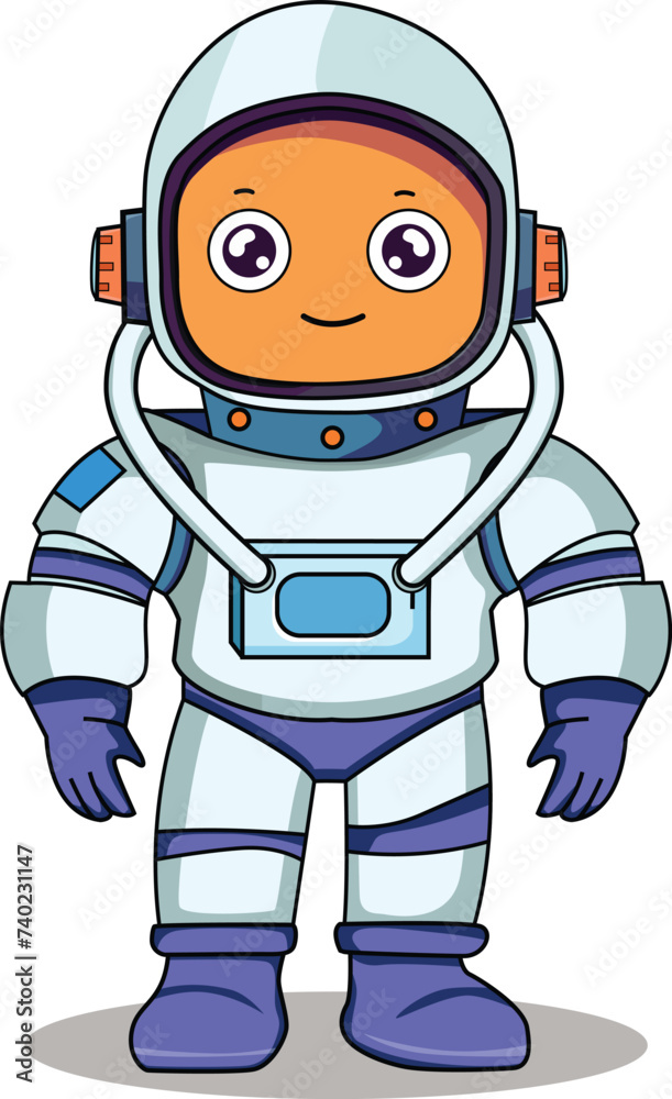Astronaut cartoon character standing on a white background Astronaut cartoon character standing on a white background