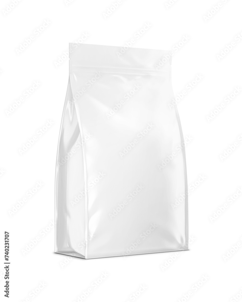 An image of a White food bag isolated on a white background An image of a White food bag isolated on a white background
