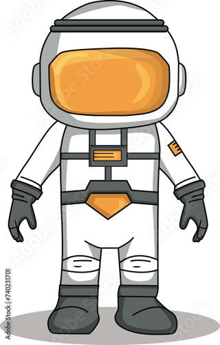 Astronaut cartoon character standing on a white background