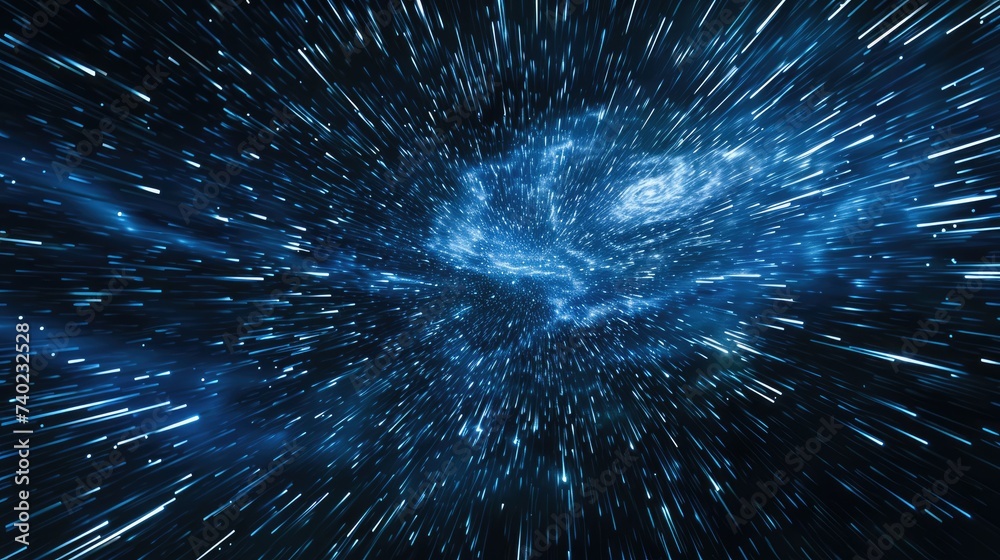 Obraz premium flight through space, traces of tracer stars, Space travel at the speed of light