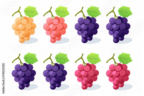 Sweet and Juicy Ripe Grapes, an Illustration of Freshness and Nature's Bounty, Set against a Blue Cartoon Background
