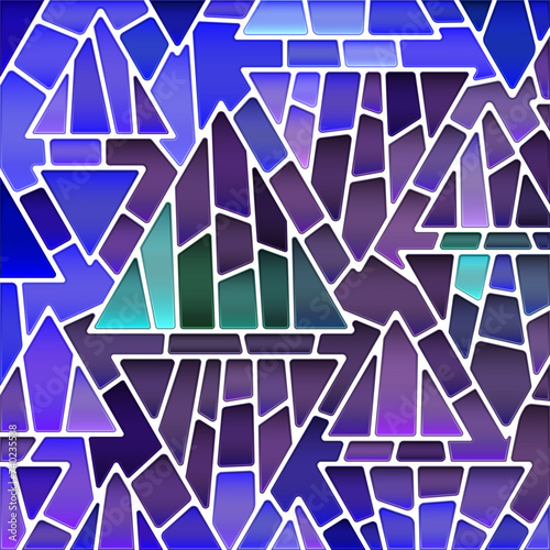 abstract vector stained-glass mosaic background - blue and violet