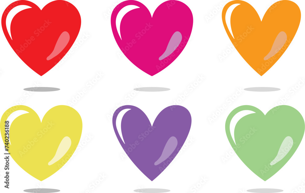 Set Of Colorful Hearts, love symbol, heart shapes, heart illustration Set Of Colorful Hearts, love symbol, heart shapes, heart illustration