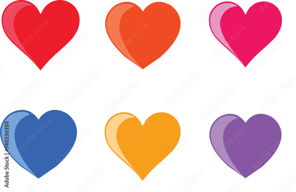 Set Of Colorful Hearts, love symbol, heart shapes, heart illustration