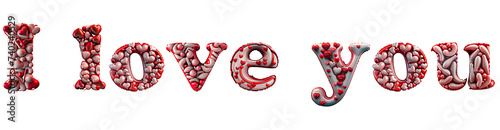 I LOVE YOU letters English letters vibrant colors transparent background aesthetic fonts greetings flowers floral hearts artistic expression transparent png photo