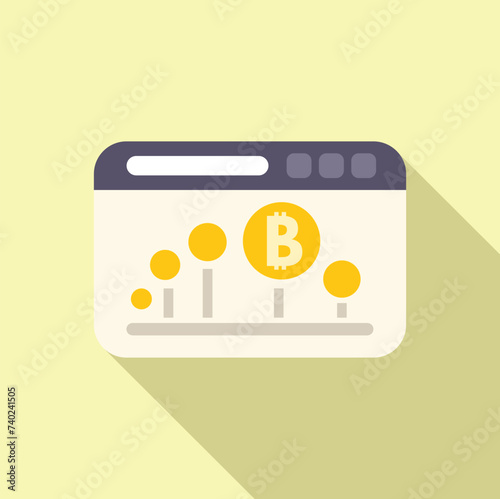 Online bitcoin currency icon flat vector. Device mobile system. Decline salary