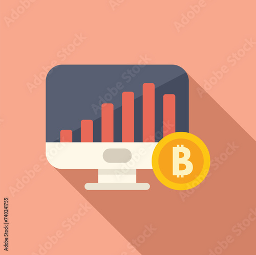 Money cash coin icon flat vector. Diagram gain. Mobile service salary