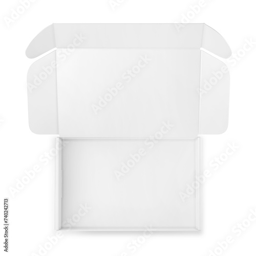 An image of a White Opened Box Mockup isolated on a white background