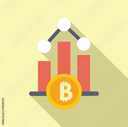 Online money graph icon flat vector. Bitcoin online feature. Finance diagram