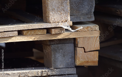 Damaged old industrial pallets.